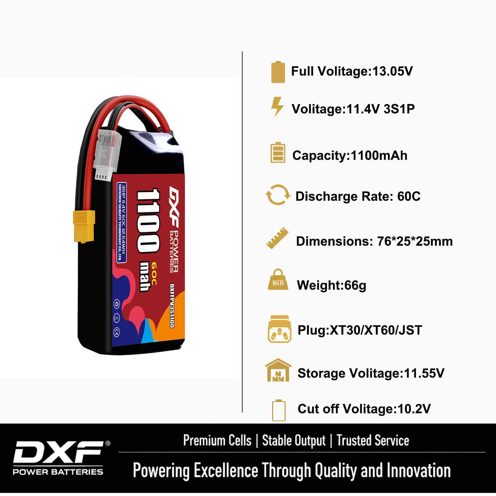 Bateria DXF Lipo 3S 11.4V 1700 - Drone Battery 3S avaliação e preço
